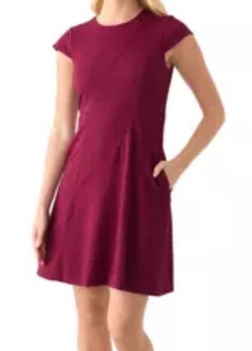 Vince Camuto dress short sleeve crew neck fit flare red size 14